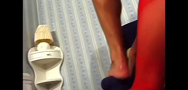  Hot slut in red pantyhose screwed by a big cock